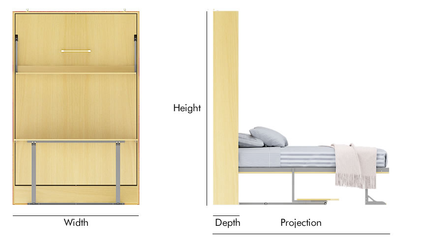full wall bed mechanism dimension img
